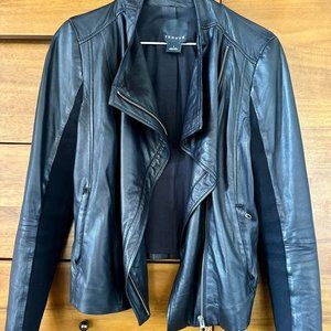 Trouve Drape Front Leather Jacket